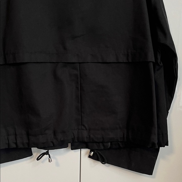 MarlaWynne Black Oversized Cotton Jacket High Collar Pockets Drawstring, Size XS - Picture 9 of 12